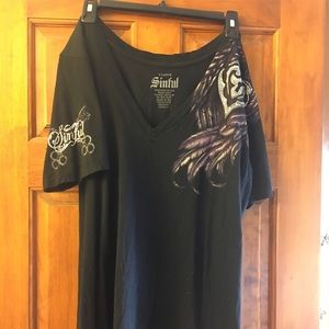 Black Sinful shirt w/ Rhinestones